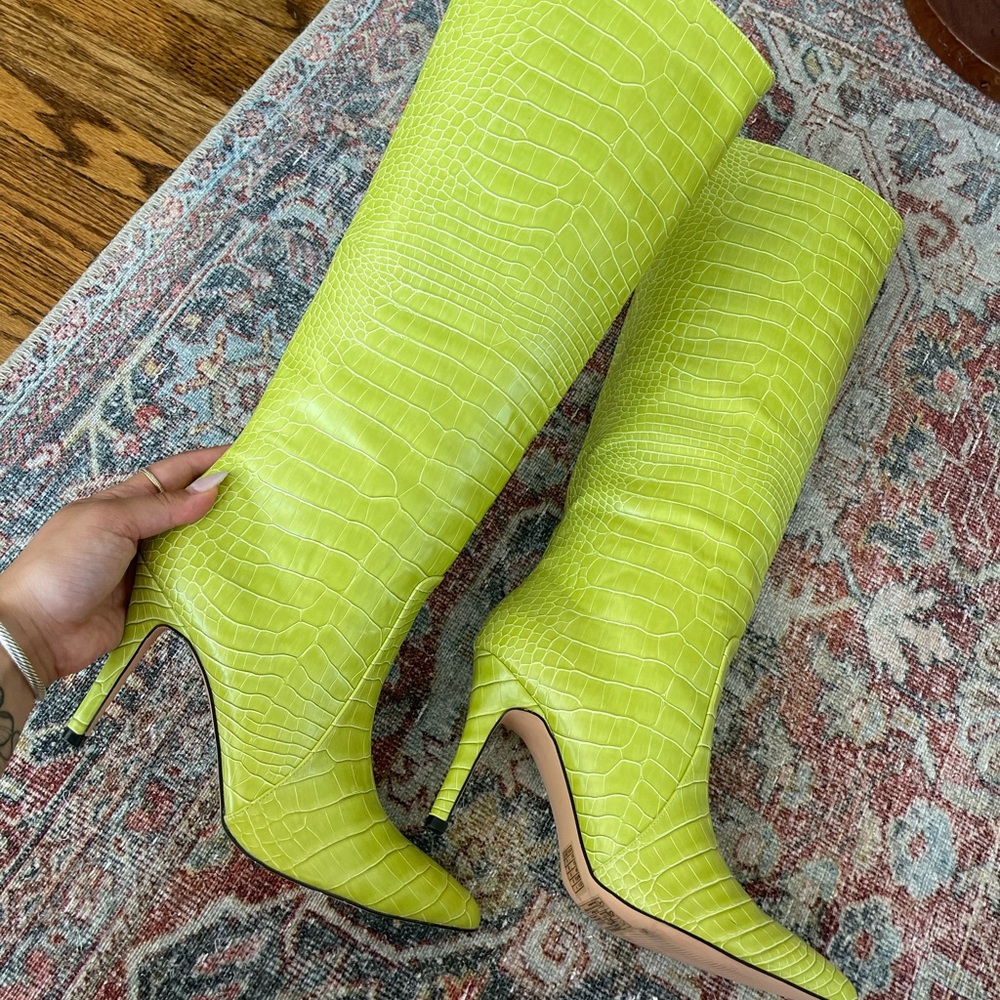 Lime Green Heeled Boots